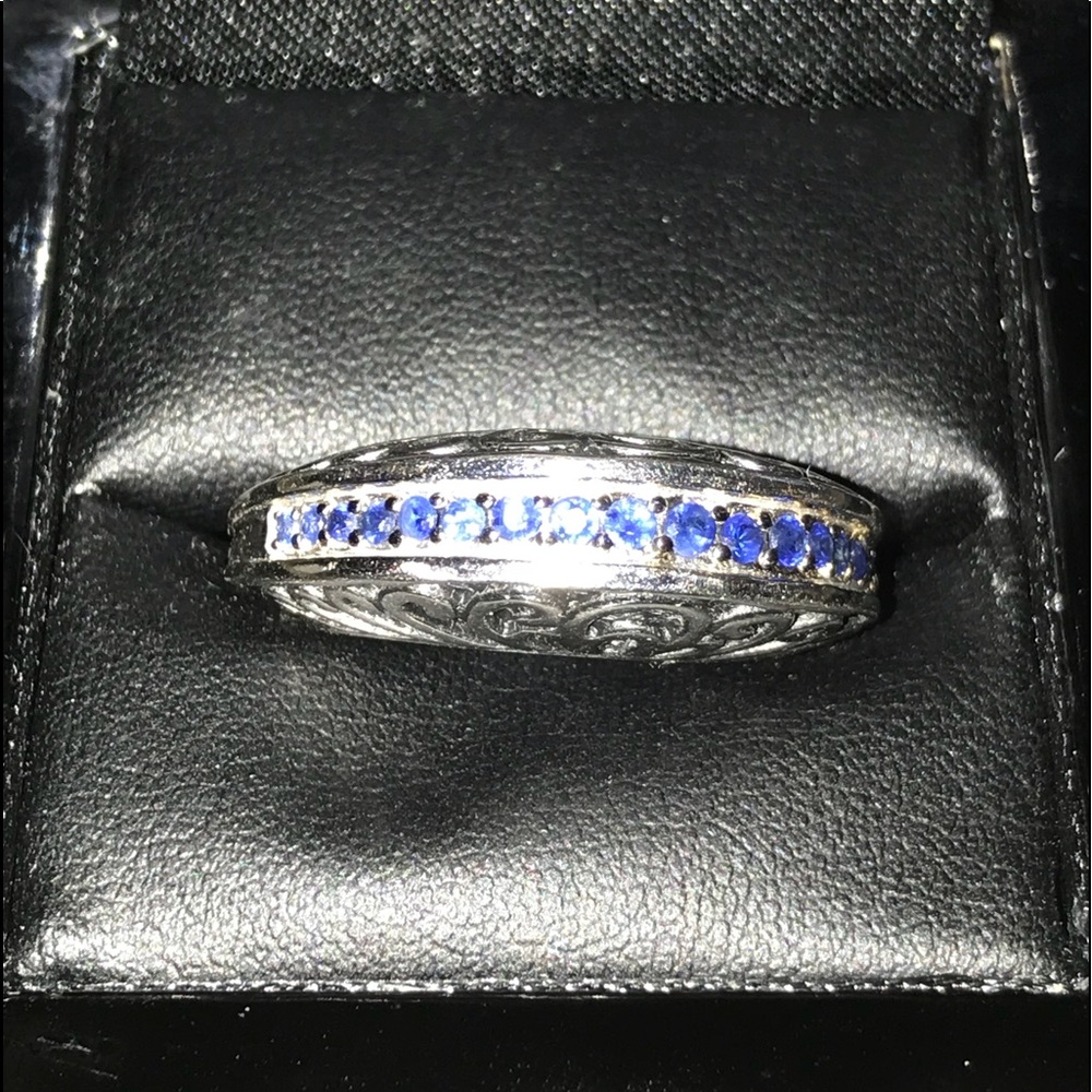 14k WG Dallas Prince Blue Sapphire ring sz 9.5